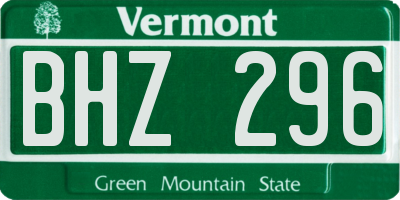 VT license plate BHZ296