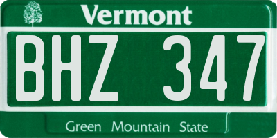VT license plate BHZ347