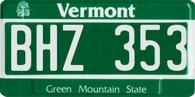 VT license plate BHZ353