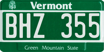 VT license plate BHZ355