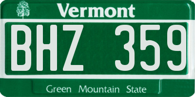 VT license plate BHZ359