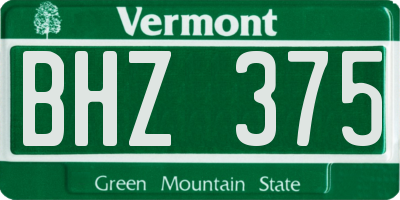 VT license plate BHZ375