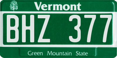 VT license plate BHZ377