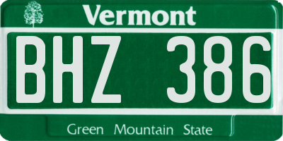 VT license plate BHZ386