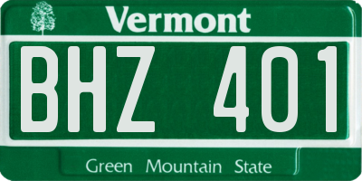 VT license plate BHZ401