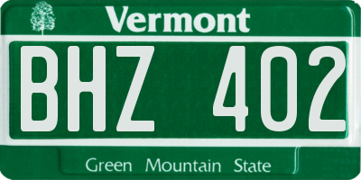 VT license plate BHZ402