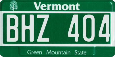 VT license plate BHZ404