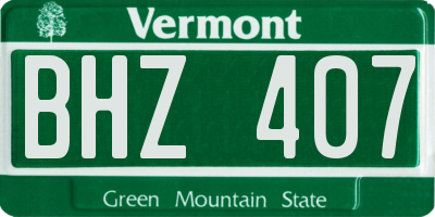 VT license plate BHZ407