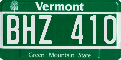 VT license plate BHZ410