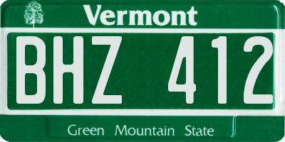 VT license plate BHZ412