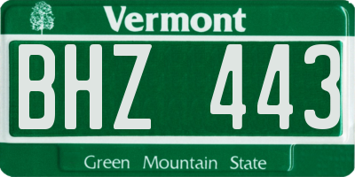 VT license plate BHZ443
