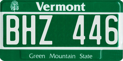 VT license plate BHZ446