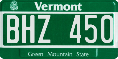 VT license plate BHZ450
