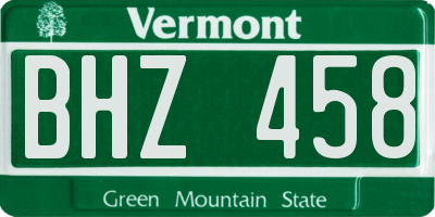 VT license plate BHZ458