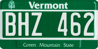 VT license plate BHZ462