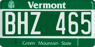 VT license plate BHZ465