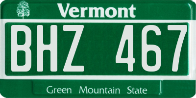 VT license plate BHZ467