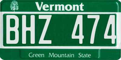 VT license plate BHZ474