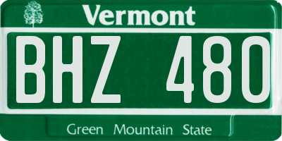 VT license plate BHZ480