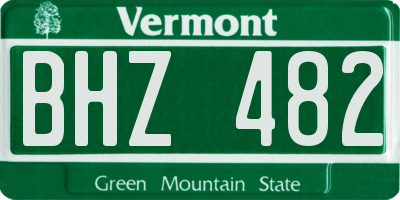 VT license plate BHZ482