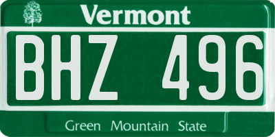 VT license plate BHZ496