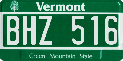 VT license plate BHZ516