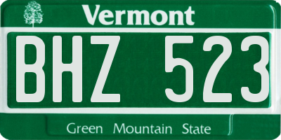 VT license plate BHZ523
