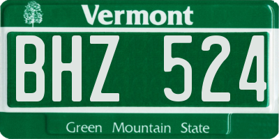 VT license plate BHZ524