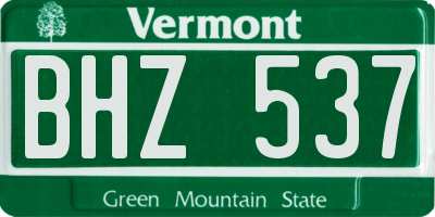 VT license plate BHZ537