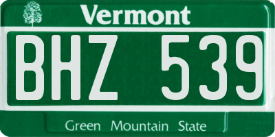 VT license plate BHZ539