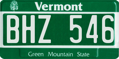 VT license plate BHZ546