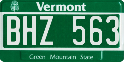 VT license plate BHZ563