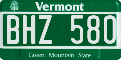 VT license plate BHZ580