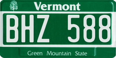 VT license plate BHZ588