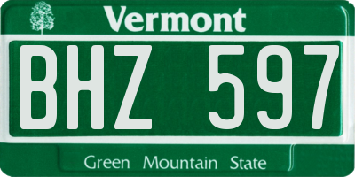 VT license plate BHZ597