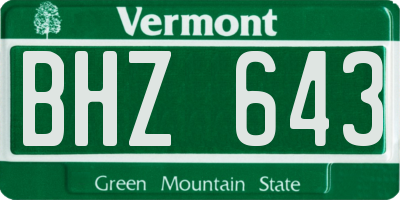 VT license plate BHZ643