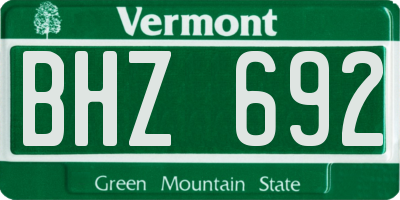 VT license plate BHZ692