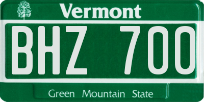 VT license plate BHZ700