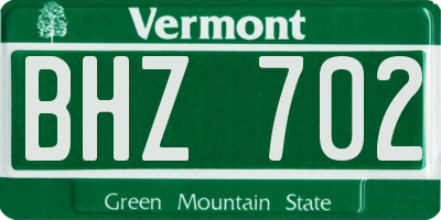 VT license plate BHZ702