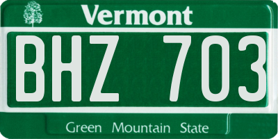 VT license plate BHZ703
