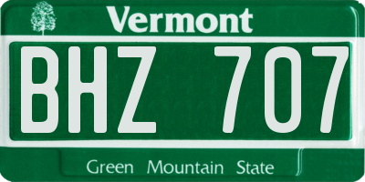 VT license plate BHZ707