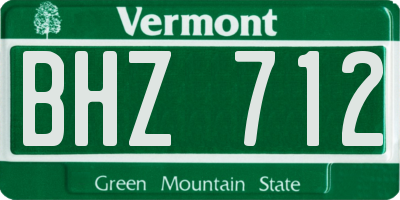 VT license plate BHZ712