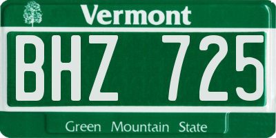 VT license plate BHZ725