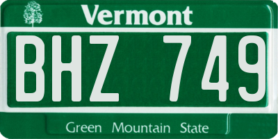 VT license plate BHZ749