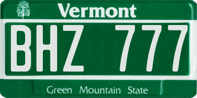 VT license plate BHZ777