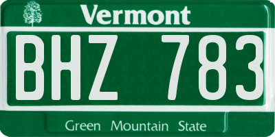 VT license plate BHZ783