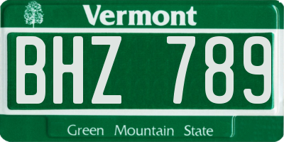 VT license plate BHZ789