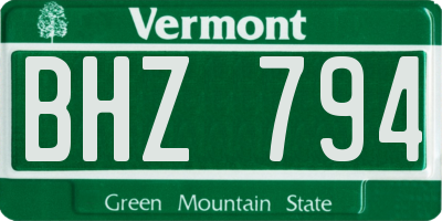 VT license plate BHZ794