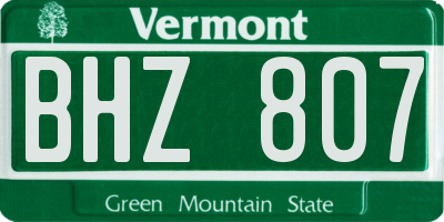 VT license plate BHZ807
