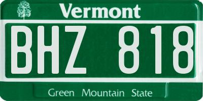 VT license plate BHZ818